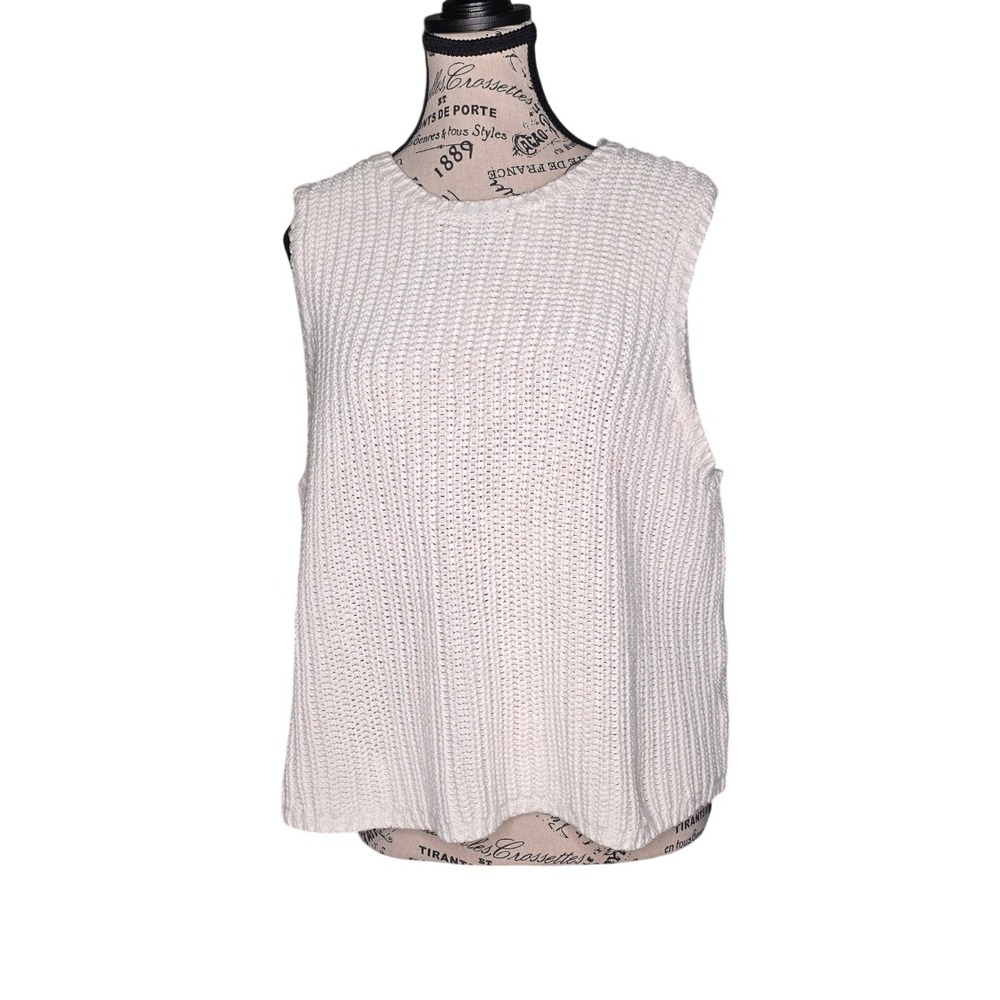 Sea Salt Cotton Sweater Vest | XXL | Open Knit | Cream